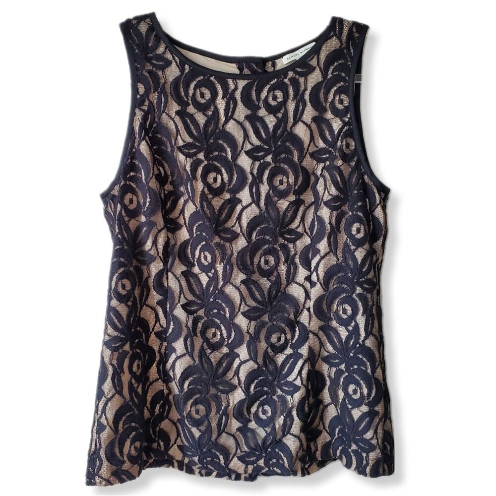 Banana Republic Women Black Lace Slvlss Top Blouse 10 Cocktail Career Party NYE